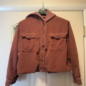 Rust Corduroy Hooded Jacket